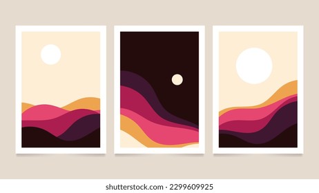Flat abstract landscape covers collection