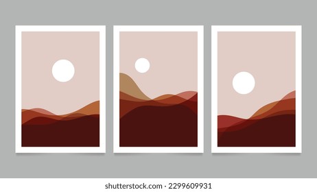 Flat abstract landscape covers collection