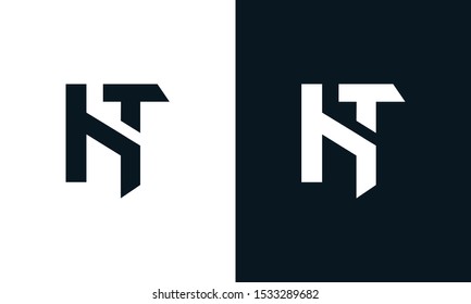 Flat abstract letter HT logo. This logo icon incorporate with two abstract shape in the creative process.