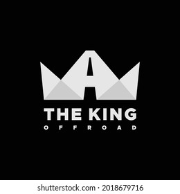 Flat abstract modern geometric Crown King Letter A and road graphic logo