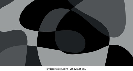 Diseño de Vector de ilustración de fondo fluido moderno monocromo abstracto plano. Color negro.