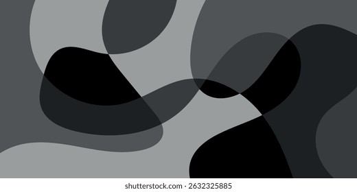 Plano abstrato monocromático moderno fluido fundo ilustração vetor design. Cor preta.