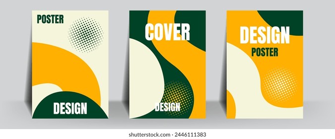 poster abstracto plano o fondo de la cubierta con el color verde amarillo. Ilustración vectorial