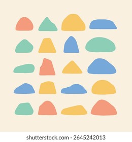 Flat Abstract Rock Shapes in Pastel Colors