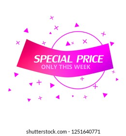 Flat abstract sale banner in modern style. New hipster rectangle shape promo sticker with shop offer title and bright colors. Vector illustration with sale tags for store advertising.
