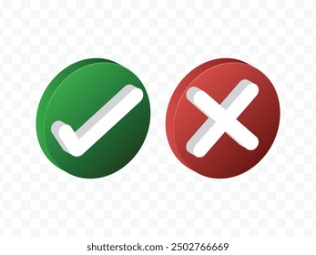 flat abstract tick cross right wrong mark symbol or sign clipart png transparent background