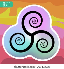 Flat Abstract Triple Spiral 