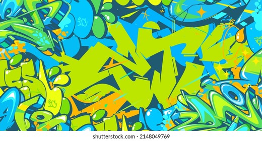 Flat Abstract Urban Street Art Graffiti Style Vector Illustration Background Template
