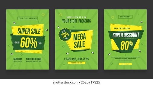Flat abstract vertical sale poster template