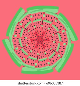 Flat Abstract Water-melon Art. Whirl.