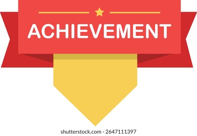 Flat Achievement Badge Banner with Stars – Success Vector Label