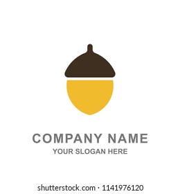 Flat Acorn Oak Nut Logo Vector Illustration