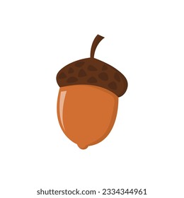 Flat Acorn vector isolated on white background. Oaktree fruit