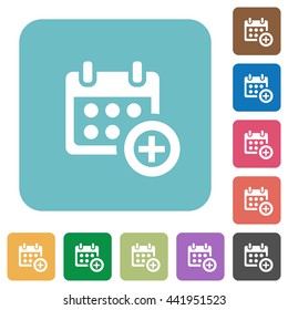 Flat Add To Calendar Icons On Rounded Square Color Backgrounds.