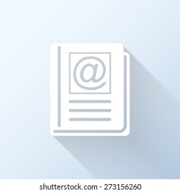 Flat address book icon with long shadow. Vector illustration