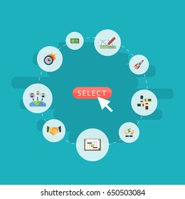 Flat Administration, Design, Rocket And Other Vector Elements. Set Of Idea Flat Symbols Also Includes Coin, Limit, Leader Objects.