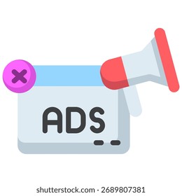 Flat Ads Icon - Megáfono y Anuncio para publicidad y marketing online