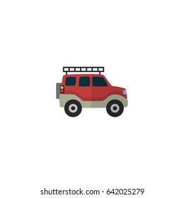 Flat Adventure Car Element. Vector Illustration Of Flat Suv Isolated On Clean Background. Can Be Used As Van, Suv And Car Symbols.