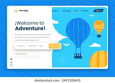 Flat adventure landing page template vector design in eps 10