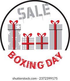 Flat advertising boxing day sale on white backdrop.