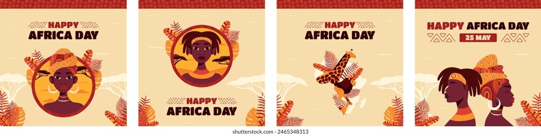 Flat africa day post instagram collection