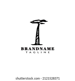 flat africa tree cartoon logo icon design template modern black vector illustration