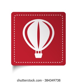 Flat Air Balloon icon on red sticker