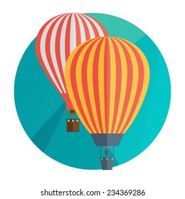 Flat air balloons web icon.