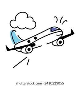 Flat Air craft Doodle Icon