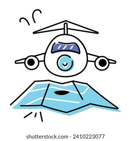 Flat Air craft Doodle Icon