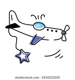 Flat Air craft Doodle Icon