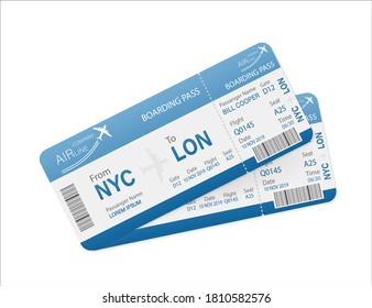 Flat Airline Tickets für Papierdesign. Vorlagenvektor. Geschäftskonzept. Flaches Design, Vektorgrafik.