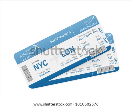 Flat airline tickets for paper design. Template vector. Business concept. Flat design vector.