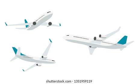 Flat airplane icon collection set  isolated on white background. Vector Illustration. EPS10