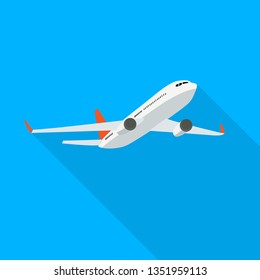 Flat airplane icon on blue background. Vector Illustration. EPS10