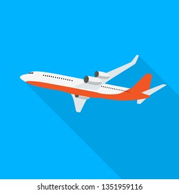 Flat airplane icon on blue background. Vector Illustration. EPS10