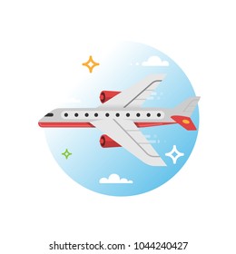 Flat airplane illustration.