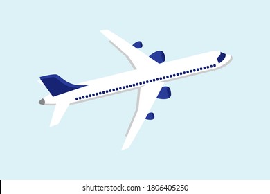 Flat airplane illustration. Large commercial passenger aircraft.