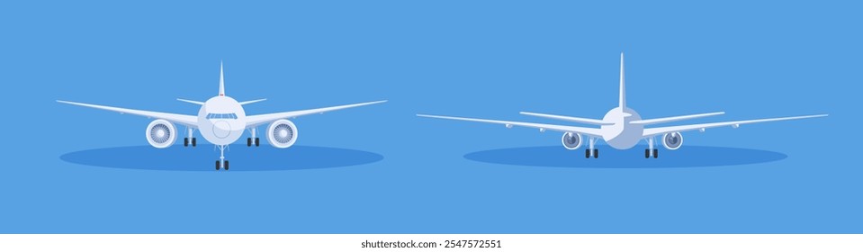 Flat airplane illustration set icon