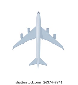 Flat Airplane Illustration. Vector illustration of top view commercial airplane flying in the sky. Ideal for travel, aviation, tourism, and transportation concepts.