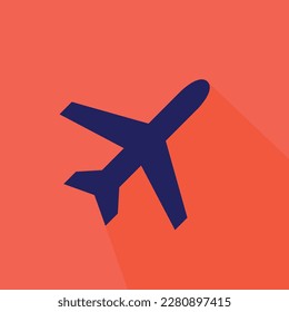 Flat airplane transport aviation icon illustrates