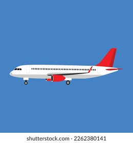 Flat-Flugzeug, Vektorgrafik auf weißem Hintergrund
