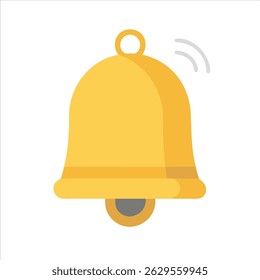 Flat alarm bell object icon design concept isolated