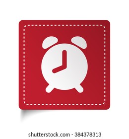 Flat Alarm Clock icon on red sticker
