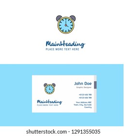 Flat Alarm clock Logo and Visiting Card Template. Busienss Concept Logo Design