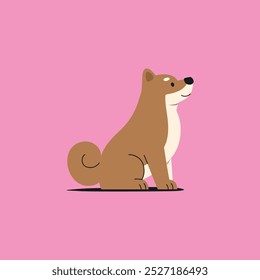 Flat Alaskan Malamute Dog Vector stock illustration, Minimalist Hand draw style Dog breed illustration