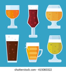 Flat alcohol Beer icons vector illustration isolated