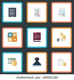 Flat Algebra, Safe, Profit And Other Vector Elements. Set Of Recording Flat Symbols Also Includes Paper, Dollar, Report Objects.