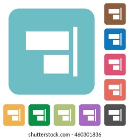Flat align to right icons on rounded square color backgrounds.