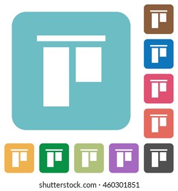 Flat align to top icons on rounded square color backgrounds.